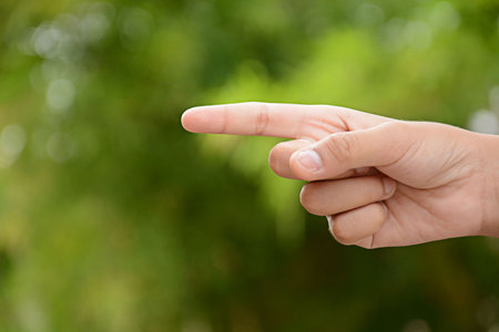 Hand pointing or touching, pointing fingerの写真素材