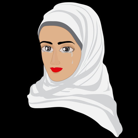 Silent tears rolling down her cheeksのイラスト素材