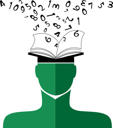 Back to School education human, head, book, numbers and letters. のイラスト素材