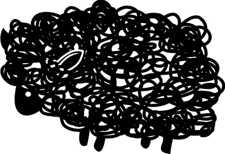 Black sheep on white backgroundのイラスト素材