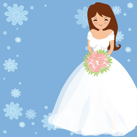 Beautiful girl in wedding dress. Vector illustrationのイラスト素材