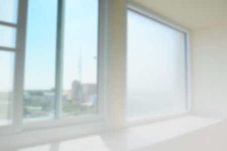 Sun light in window of blurred background spaceの写真素材