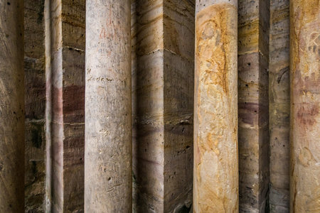 Stone columns at the monastery entranceの写真素材