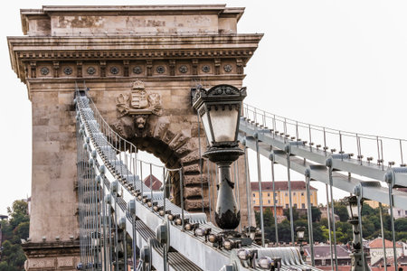 The Szechenyi Chain Bridge over the Danube in Budapest, Hungaryのeditorial素材