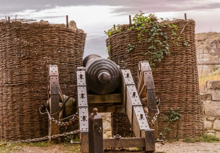 A medieval cannon at the Castle of Eger, Hungaryのeditorial素材
