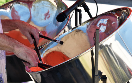 Man playing the Steel Drumsの写真素材