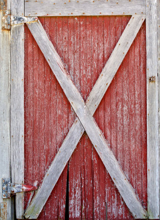 Red and White Barn Doorの写真素材
