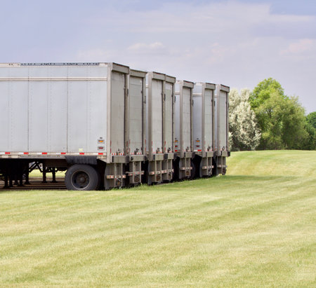 Semi trailers waiting