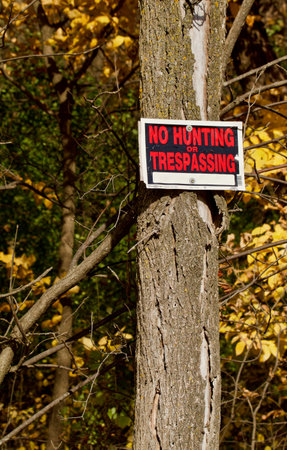 No hunting or trespassing signの写真素材