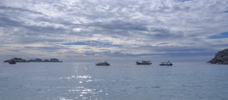 boats on the seaの写真素材