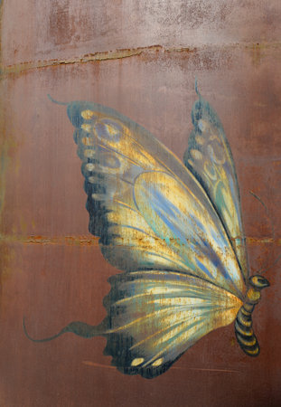 the wall painting of a butterflyのeditorial素材