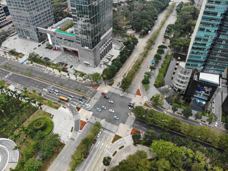 Midair view of Civic Center, Futian, Shenzhen, Chinaのeditorial素材