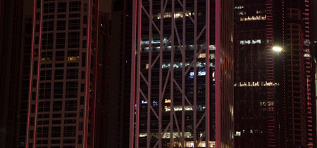 The modern building with lights, photo took at Futian, Shenzhen, China.のeditorial素材