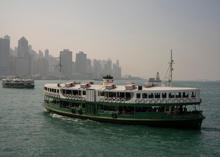 Victoria Harbour, Hongkong, China, 22nd, January, 2019: The ferry on the Victoria Harbour.のeditorial素材