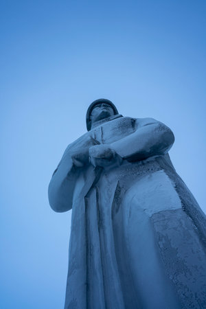 Murmansk, Russia, February, 2019: the Alyosha monument. Complex memorial to the defenders of the Soviet Arctic during the great Patriotic war (WWII).のeditorial素材
