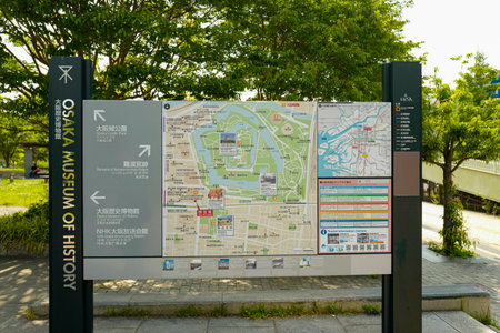 Osaka, Japan, 29th, May, 2017: The map of Osaka major sightseeing spots. Osaka is a designated city...