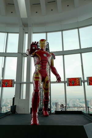 Tokyo, Japan, 1st, June, 2017. MARVEL AGE OF HEROS Exhibition holding in the Roppongi Hills. The Iron man model is displayed in the exhibit. Iron Man is a fictional superhero appearing in Marvel Comics.のeditorial素材