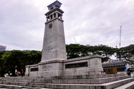 Singapore, 2nd, October, 2015: The monument in the War Memorial Park in Singapore, located along Beach Road in the Downtown Core of Singapore's Central Region.のeditorial素材