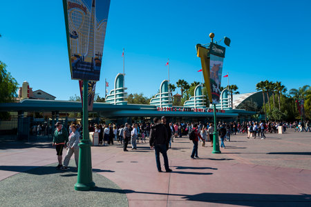 California, America,6th, March, 2018: The front gate of the Disney California Adventure Park, is a theme park located in Anaheim.のeditorial素材