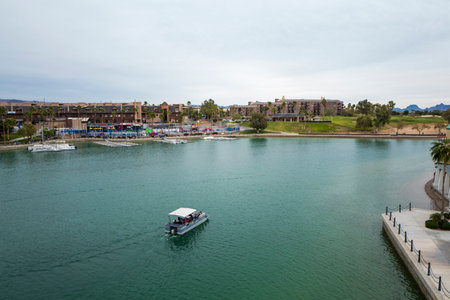 Arizona, America, 8th, March, 2018: View of London Bridge in Lake Havasu City.のeditorial素材