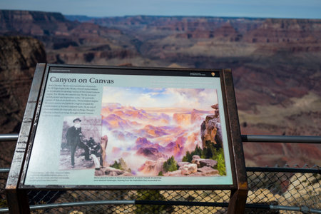Arizona, America, 9th, March, 2018: Canyon on Canvas by Artist Thomas Moran. Grand Canyon National Park, located in northwestern Arizona.のeditorial素材
