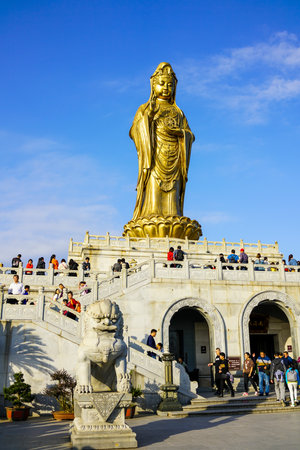 Zhejiang, China, November, 2018: View of the South Sea Guanyin at Mount Putuo, is an island in Zhoushan, Zhejiang, China.のeditorial素材