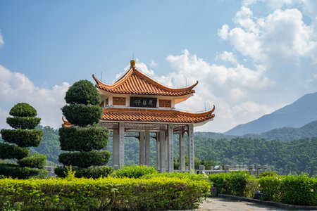 Shenzhen, China. Oct, 2019. The pavilion at Fairylake Botanical Garden, or Xianhu Botanical Garden located at Luohu District, Shenzhen, Guangdong, China.のeditorial素材