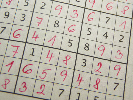 Completed sudoku puzzle.の写真素材