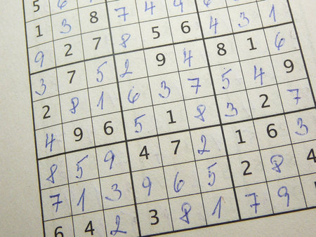 Completed sudoku puzzle.の写真素材