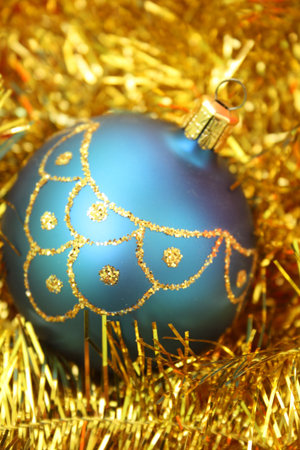Christmas bauble on a gold decoration.の写真素材