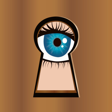 Eye looks through keyhole のイラスト素材