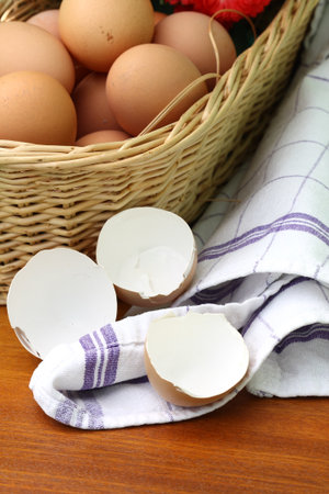Fresh eggs in a basket baking ingredient 