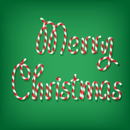 Illustrated merry christmas candy caneの写真素材