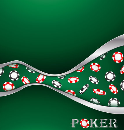 Green background with black and red poker chips のイラスト素材