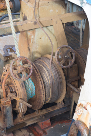 Hydraulic winch of boatの写真素材