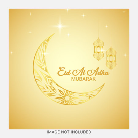 Eid al Adha Mubarak Islamic festival social media banner and Eid Mubarak Post Templateのイラスト素材