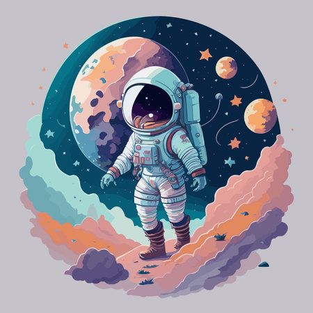Astronaut in outer space. Astronaut in outer space. Vector illustration.のイラスト素材
