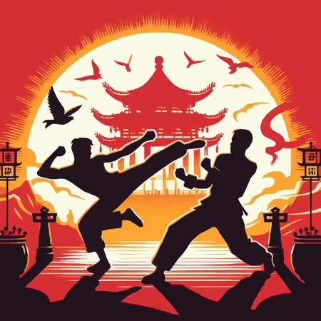 Kung fu martial arts background, vector illustration eps 10.のイラスト素材