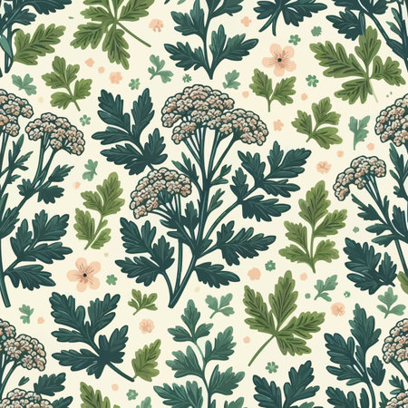 Seamless pattern with hand drawn herbs and flowers. Vector illustration.のイラスト素材