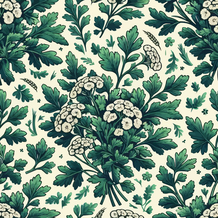 Seamless pattern with parsley. Hand drawn vector illustration.のイラスト素材