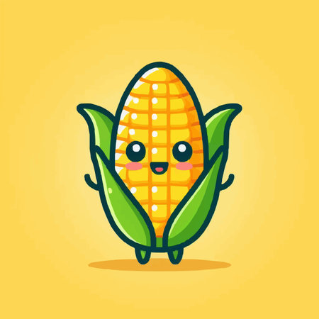 Cute corn character design. Cute corn character design, vector illustrationのイラスト素材