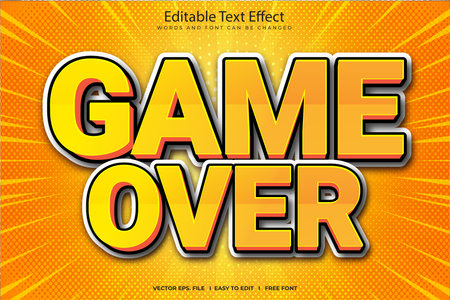 Game Over, text effect editable template in orange and yellow colorsのイラスト素材