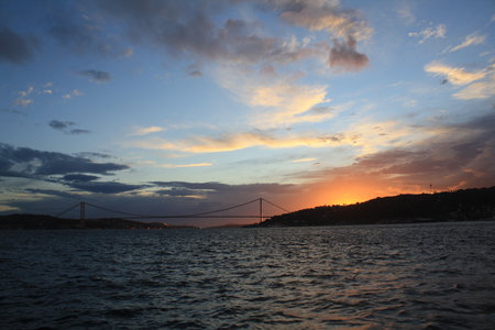 The bosporus bridge in Istanbul the link between Asia and Europeの写真素材