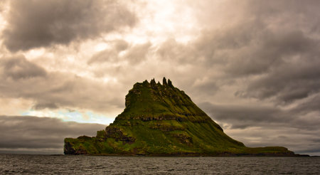 The island TindhÃ³lmur, Faroe Islandsの写真素材