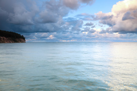 sea sky, storm, tempest, sky clouded overの写真素材