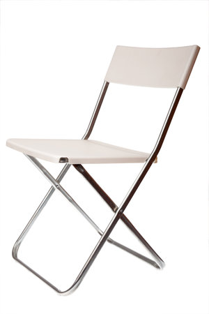folding chair isolated on whiteの写真素材