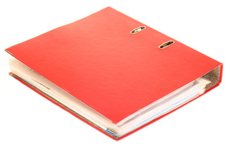 office folders red binder isolated on whiteの写真素材