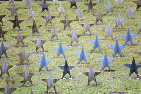 Rows Of Star Tombstone at cemetery, soviet burial ground. Gdynia, Polandの写真素材