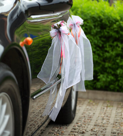 The black elegant car for a wedding celebrationの写真素材