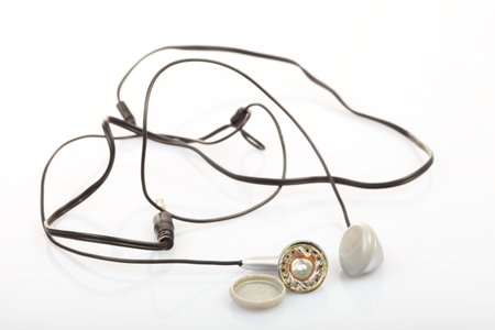 headphones, break on white backgroundの写真素材